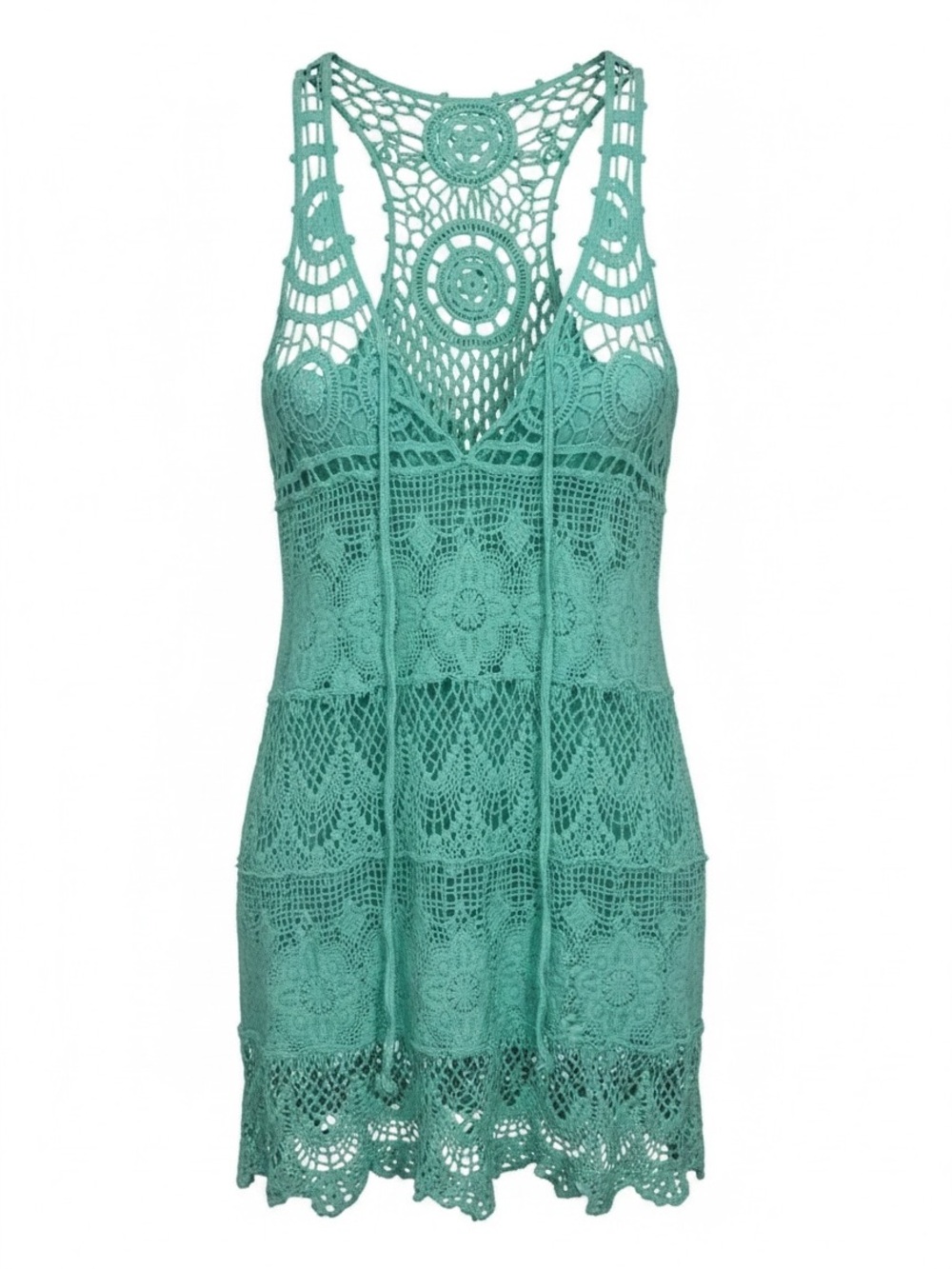 Boho Chic Crochet Lace Teal Tank Top
